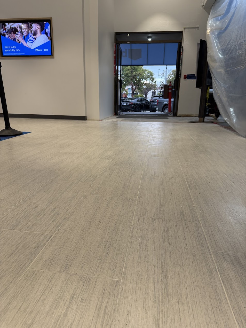 New lobby tile laid